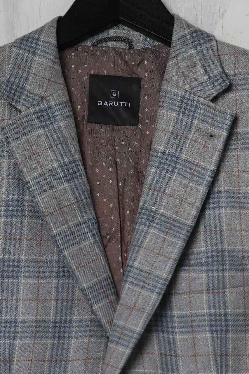 BARUTTI - Karo-Sakko aus Seide mit Elbow Patches - 50
