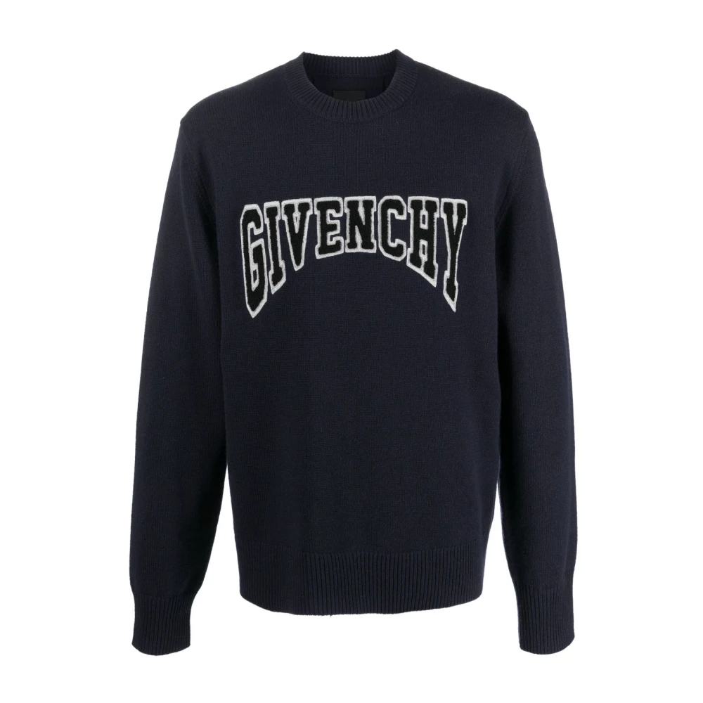 Blauer Logo-Patches Strickpullover