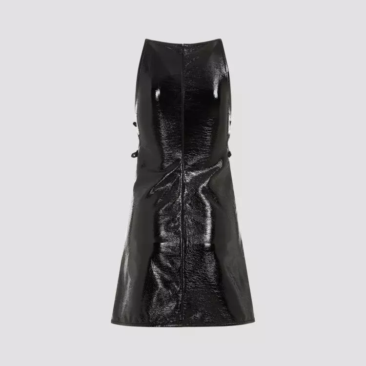   Courrèges  Slash Buckle Vinyl Black Cotton Dress Black
