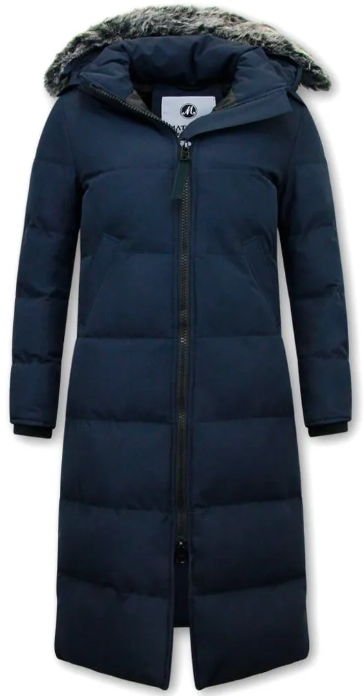 Extra Langer Daunenmantel - 8606Z -  Blau
