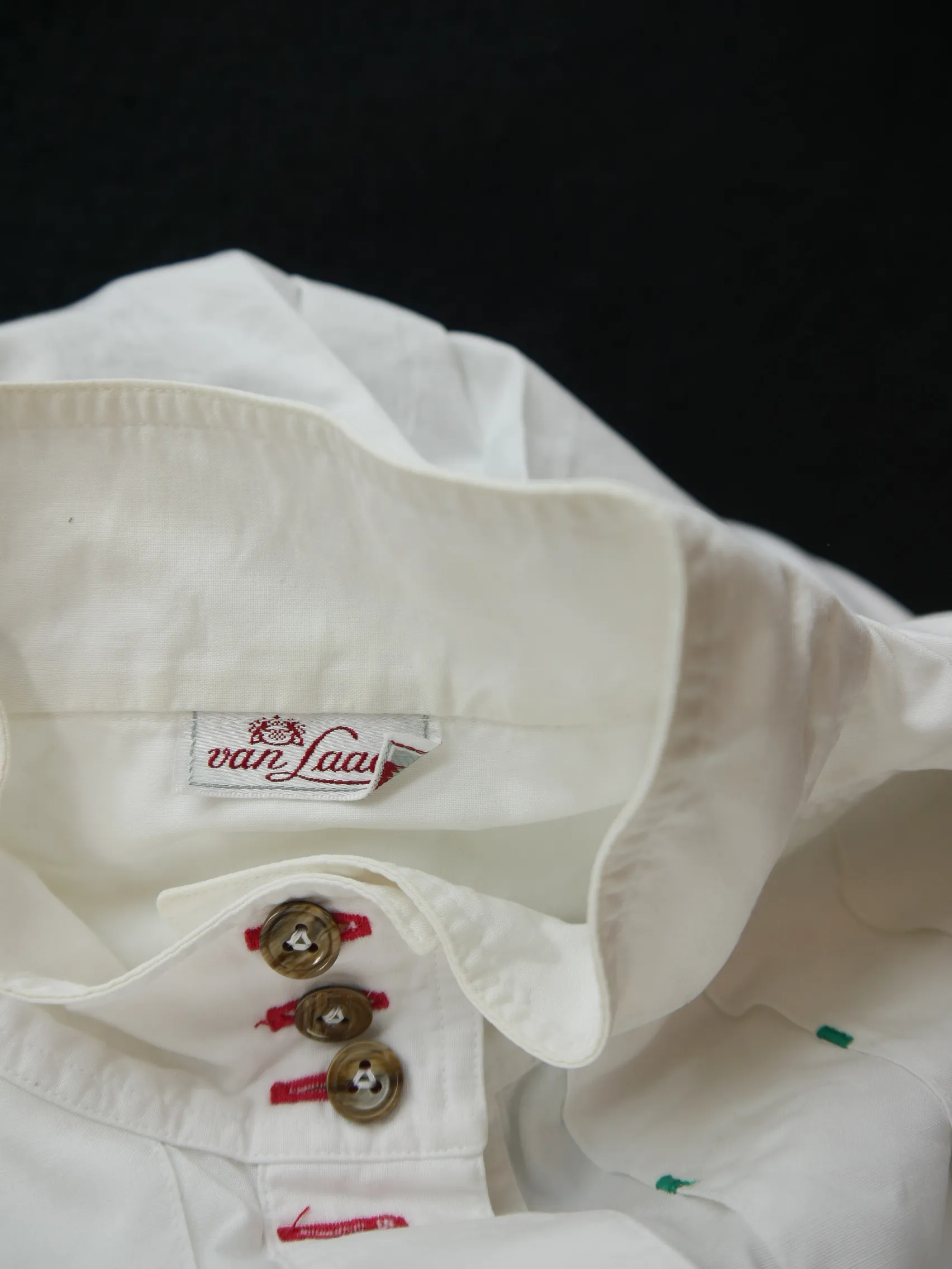 Gr.48 Trachtenbluse Bluse weiß Baumwolle Van Laack mit Stickerei TB5571