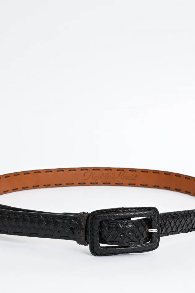Gürtel PITONE aus Python-Leder in Schwarzbraun 