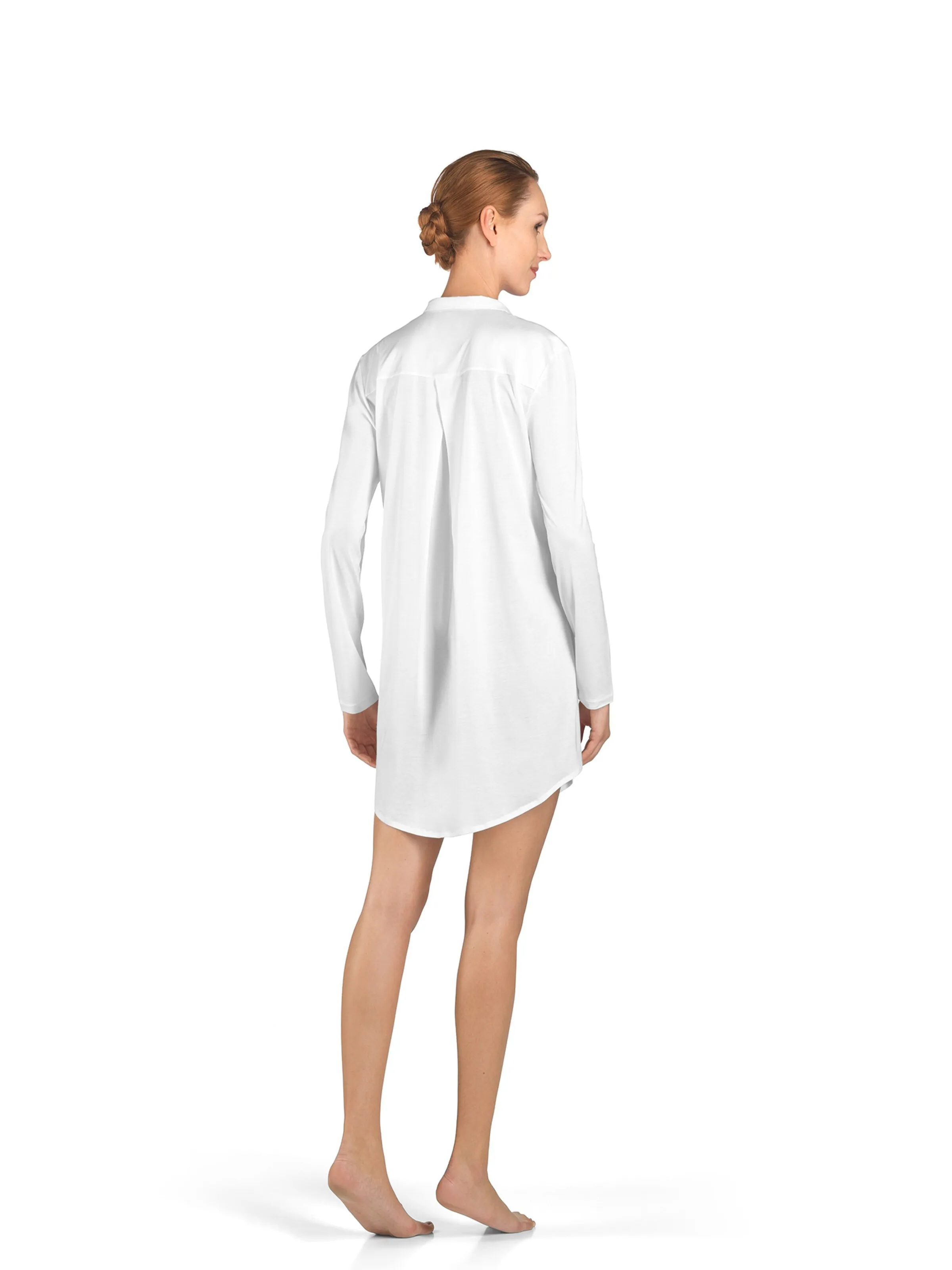 Hanro Langarm Nachthemd ' Cotton Deluxe 90cm ' in Weiß