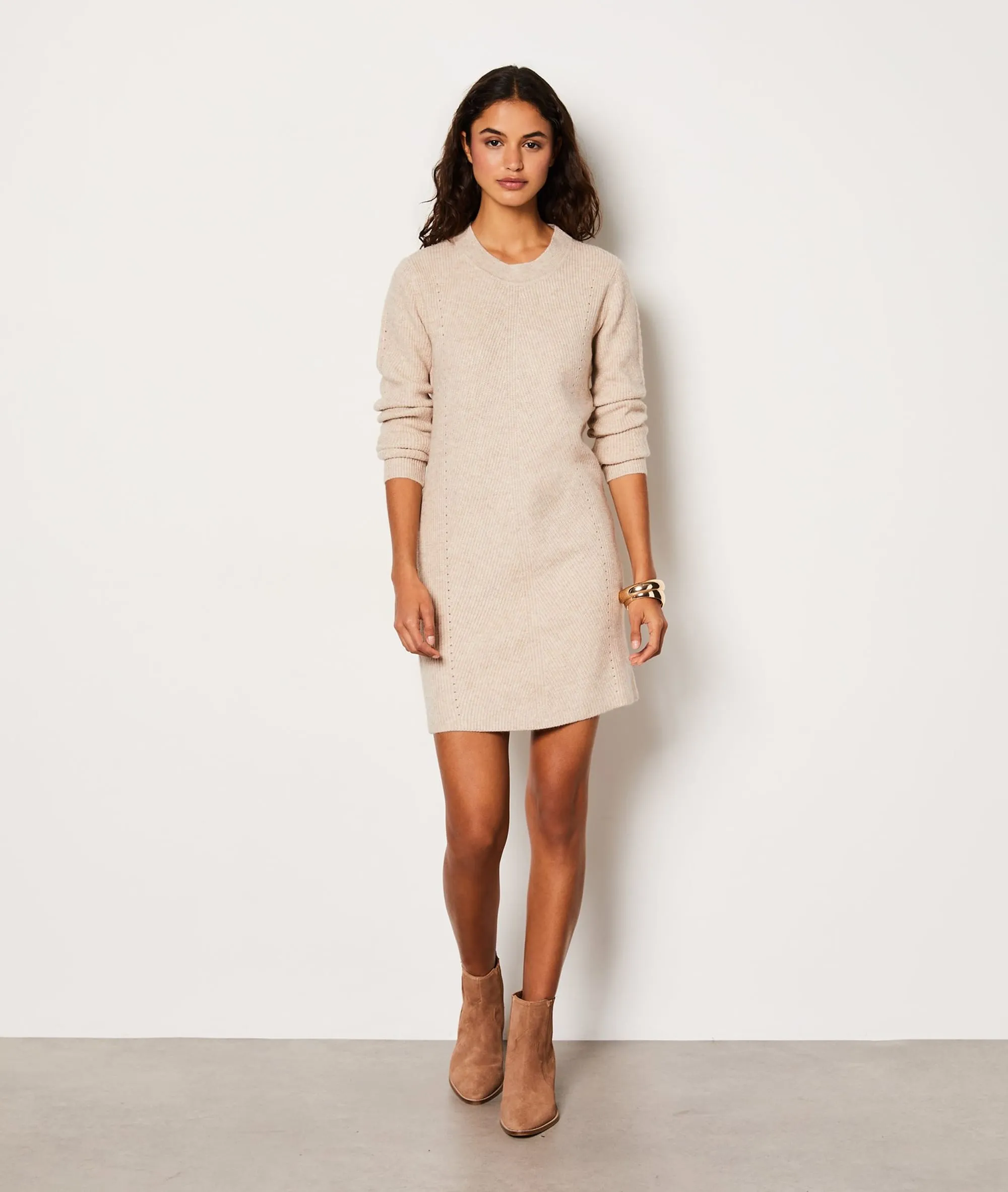 Kurzes Kleid mit 3/4-Ärmeln und Zitronenprint VISCOSE
