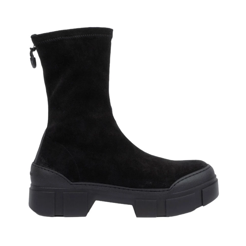 Schwarzer Wildleder Reißverschluss Stiefelette