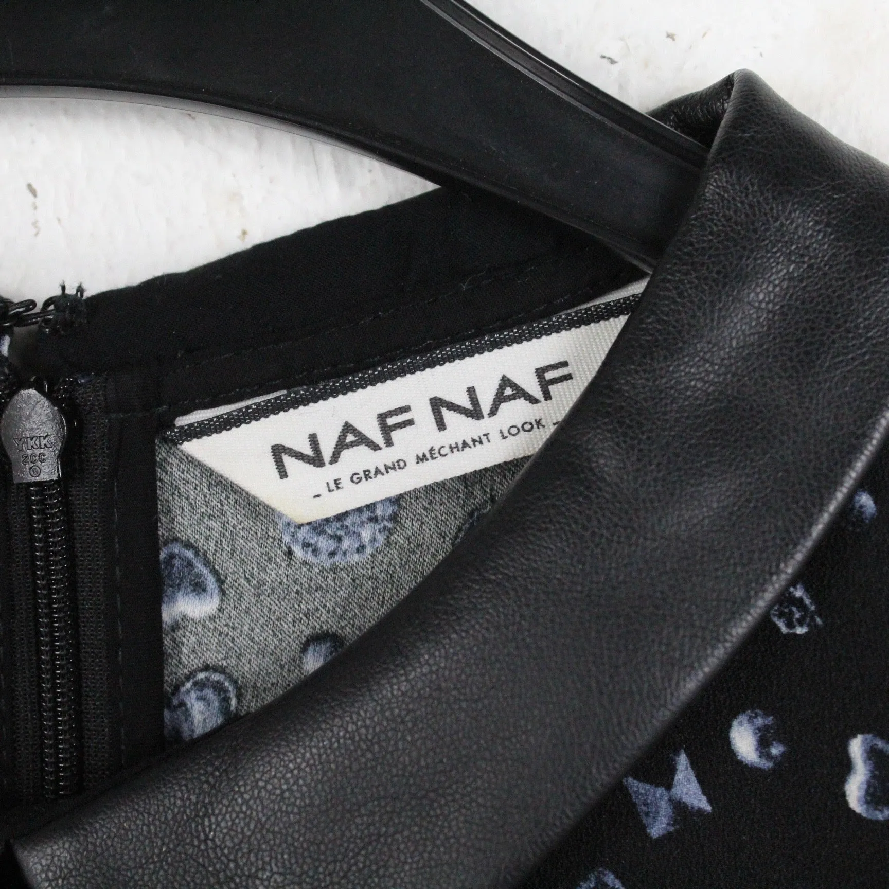 Second Hand NAF NAF Kleid Gr. 36 dunkelblau schwarz wei gemustert (*)