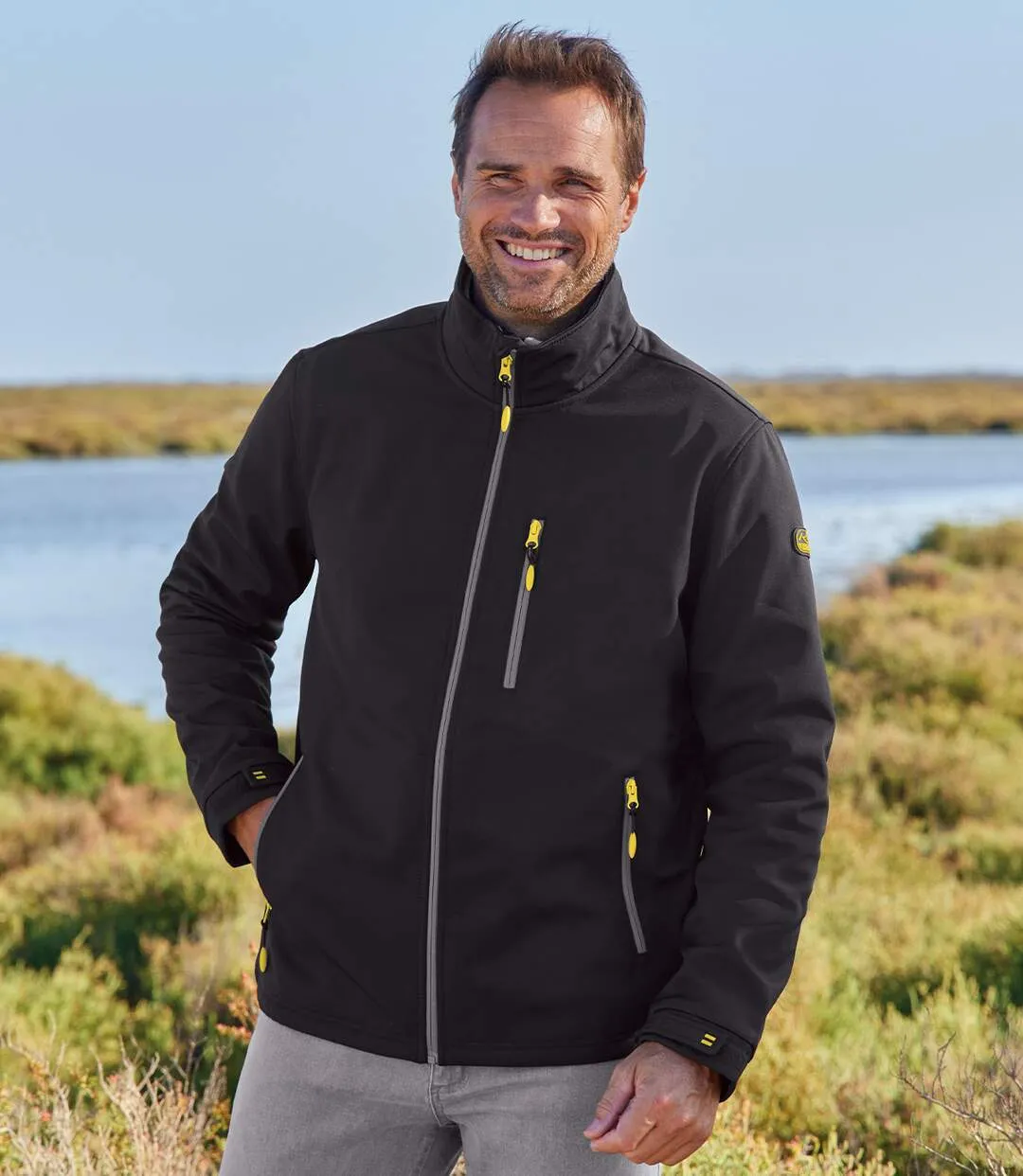 Softshell-Jacke mit Microfleece-Futter