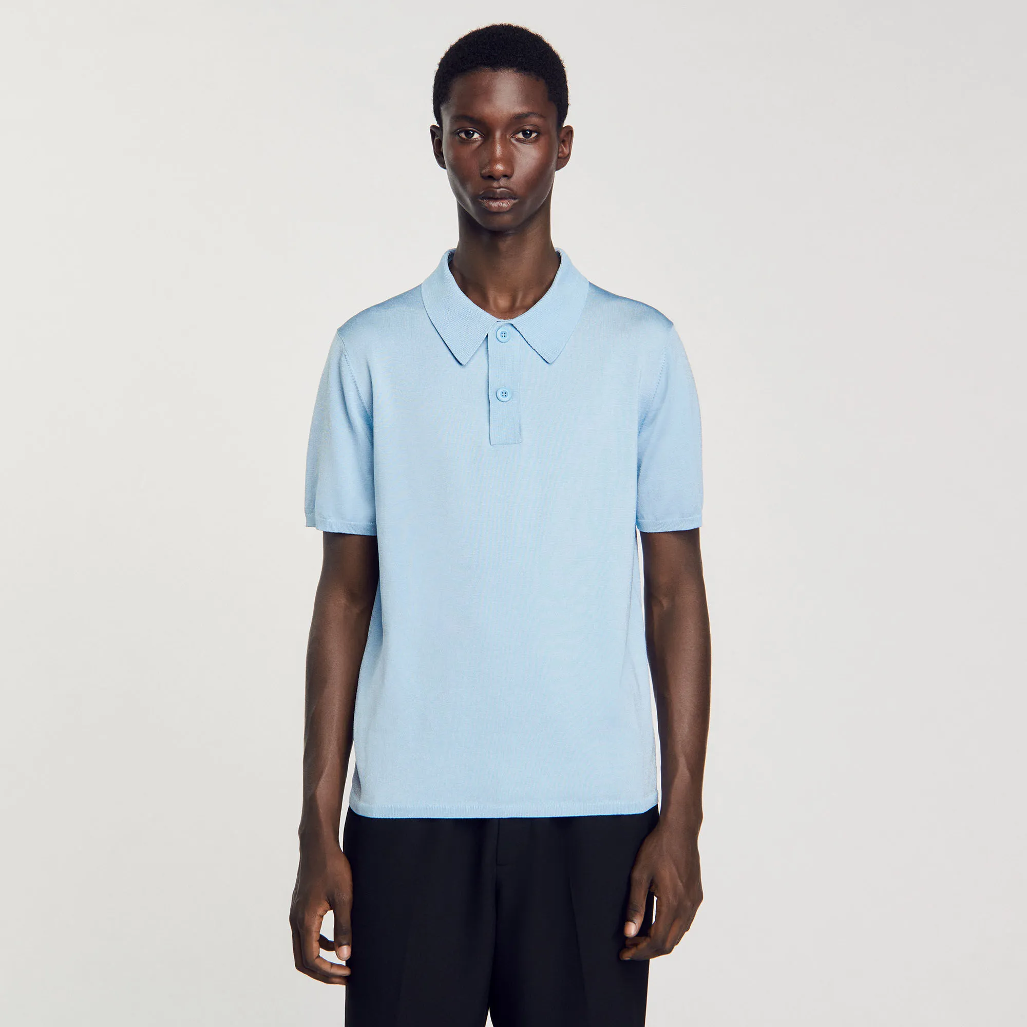 Strick-Poloshirt mit kurzen Ärmeln