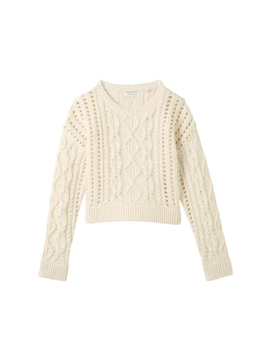 Strickpullover mit Zopfmuster