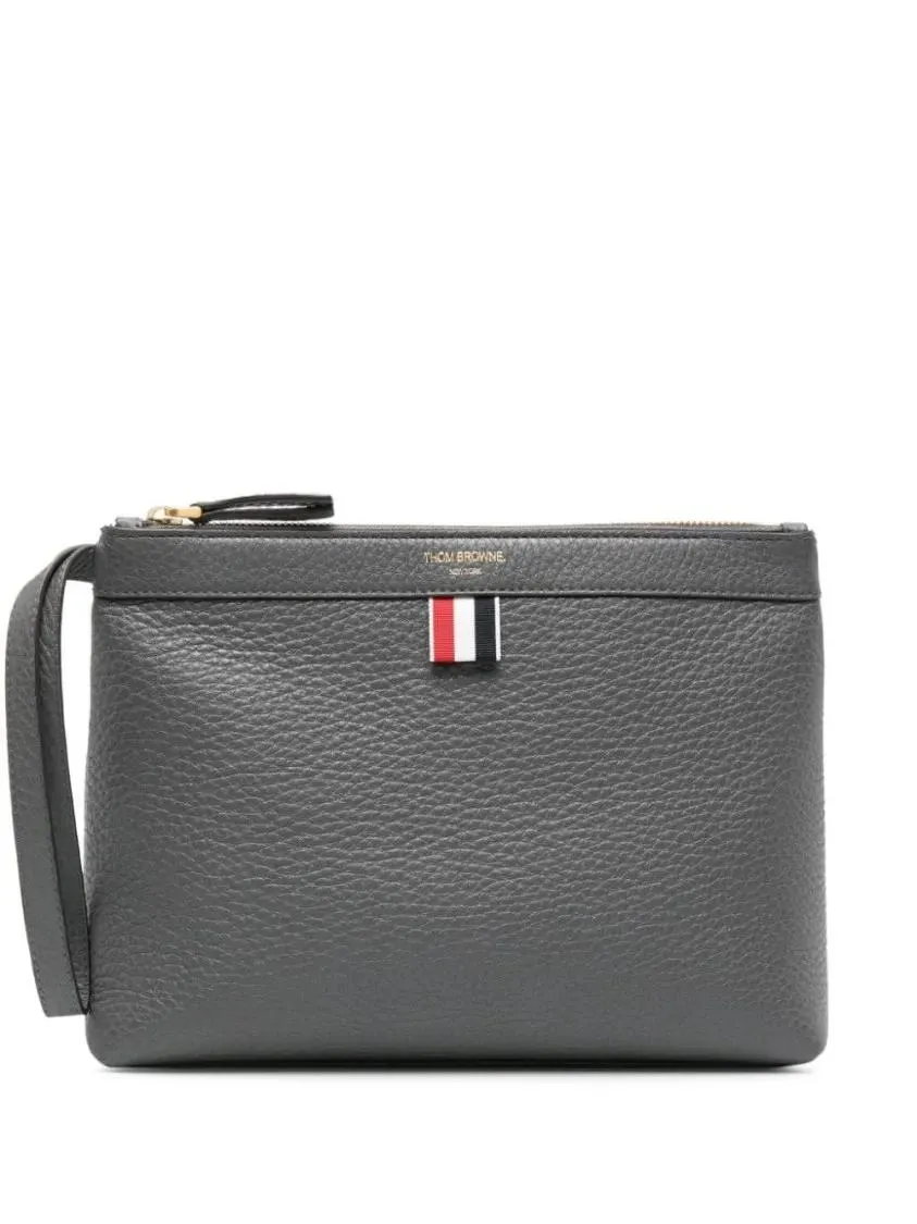   Thom Browne  Leather Clutch Bag Grey  Clutch 