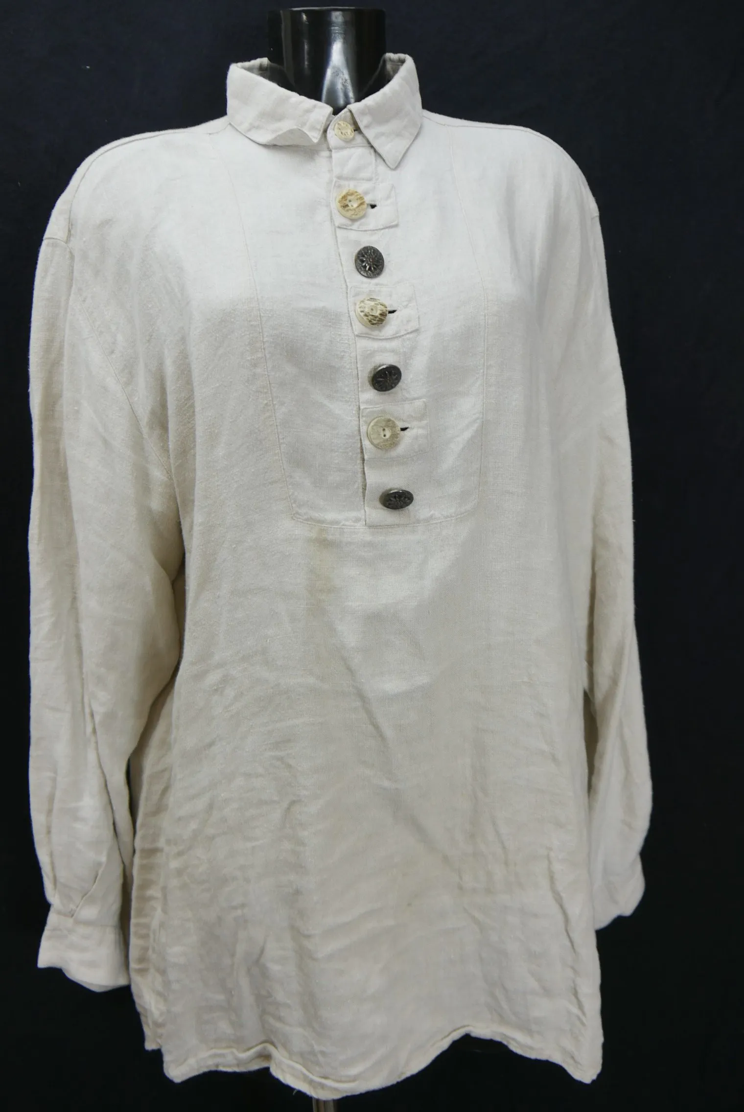 Trachtenhemd schweres Leinen beige Gloriette Jagd & Tracht Schlupfhemd Gr.L 41