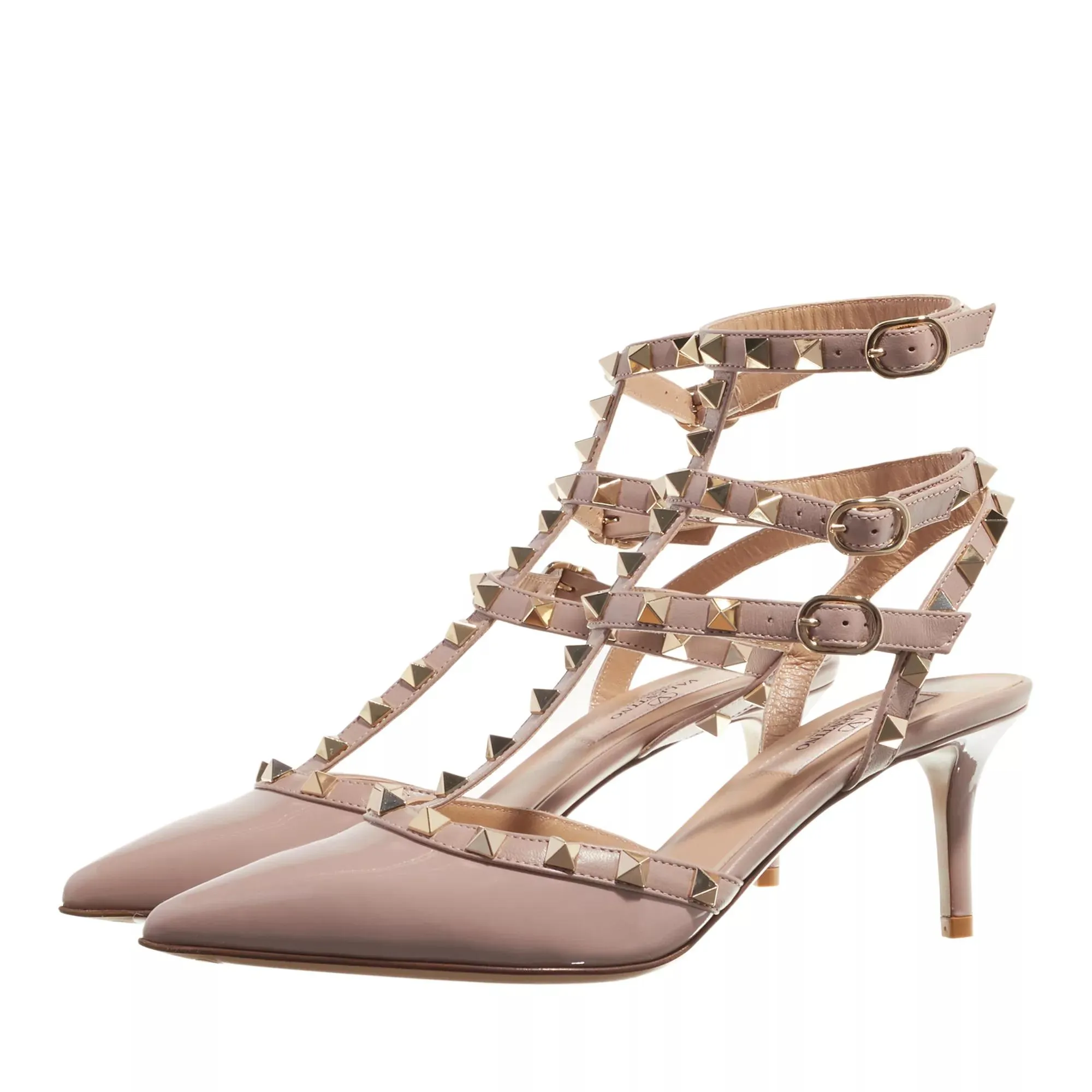   Valentino Garavani  Rockstud Ankle Strap Sandali Con Tacco Poudre  Sandale 