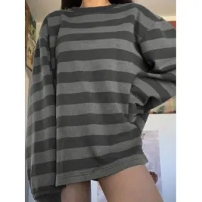 Vintage gestreiftes übergroßes Pullover-Sweatshirt